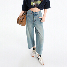 批发春夏季 | 美式复古八九分阔腿<b class='q'>裤</b><b class='q'>高腰</b><b class='q'>显瘦</b>直筒慵懒牛仔<b class='q'>裤</b>2026