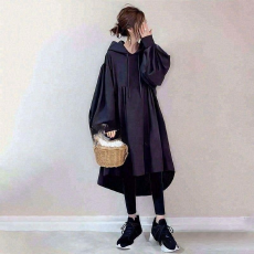 批发2025秋季连帽<b class='q'>灯笼</b>袖下摆不规则<b class='q'>连衣裙</b>