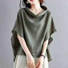 批发2025新品日系韩国新款夏装荡领蝙蝠<b class='q'>中袖</b><b class='q'>上衣</b>