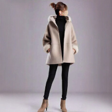 批发日系亚马逊女装外套2025冬季新款毛领连帽插袋拉链外套