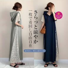 批发2025<b class='q'>夏季</b>日系新款连帽蕾丝拼接短袖连衣裙