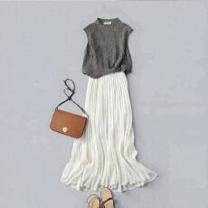 批发日系2025夏季新款小包袖上衣压褶A摆半裙两件套