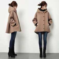 批发2026秋季日系潮流新款连帽系扣插袋呢子宽松外套