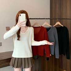 批发实拍-大码<b class='q'>女装</b>冬季新款<b class='q'>胖</b>妹妹加绒加厚一体绒百搭保暖圆领打底衫