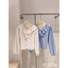 批发V领荷叶边收腰绑带<b class='q'>衬衣</b>