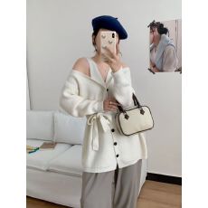 批发露肩撞色假两件针织<b class='q'>连衣裙</b>女2025年秋装新款女装设计感小众毛衣裙