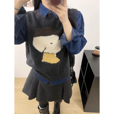 批发<b class='q'>甜美</b>气质圆领卡通刺绣女秋冬显瘦洋气百搭马甲