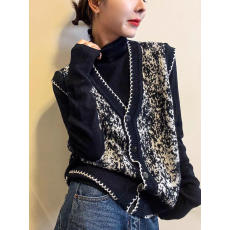 批发复古印花羊毛针织开衫马甲两件套女欧洲站2025<b class='q'>冬</b>装新款欧货女装潮