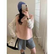 批发韩系新款<b class='q'>女装</b>秋季连帽纯色净版减龄针织马甲女宽松百搭上衣<b class='q'>外套</b>潮