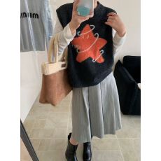 批发韩系设计感星星圆领毛衣2025年秋冬新款大码气质显瘦减龄百搭马甲