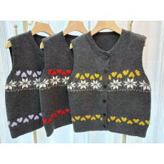 批发<b class='q'>马甲</b>女秋冬新款韩版宽松时尚提花圆领保暖羊毛内搭背心坎肩<b class='q'>马夹</b>潮