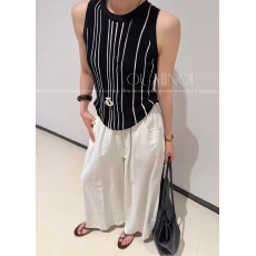 批发OU-夏上新撞色条纹冰丝针织显瘦<b class='q'>打底衫</b>背心6973