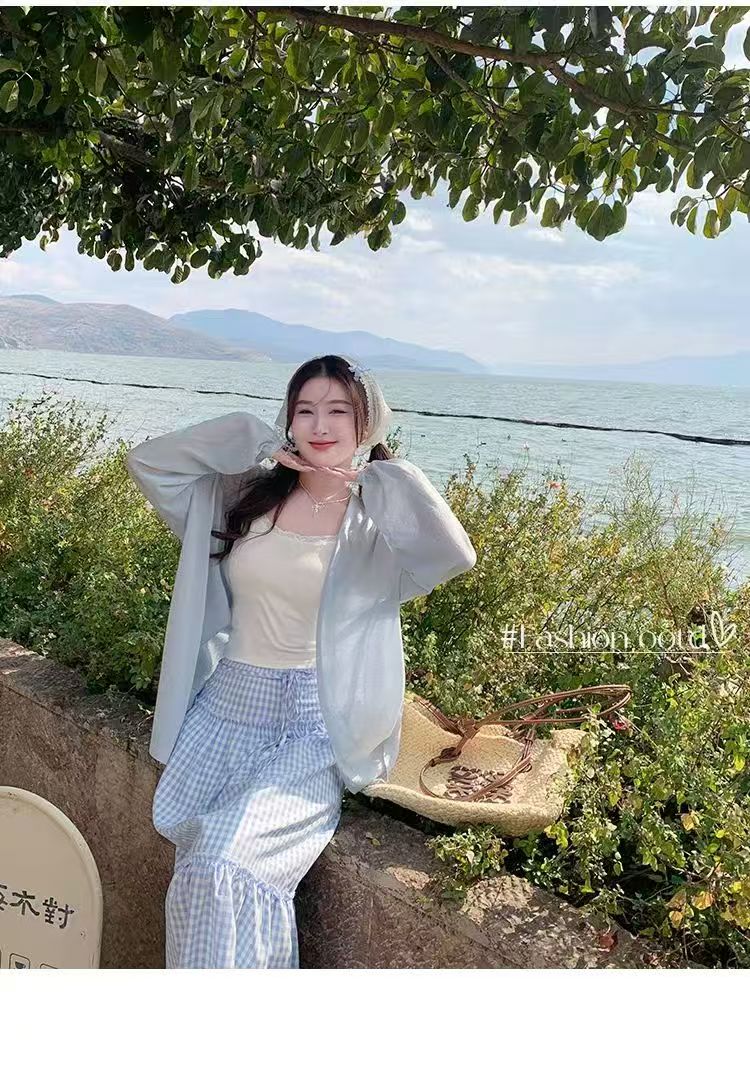 자외선 차단 오픈 가디건 여성 얇은 스타일 2026 여름 새로운 얼음 실크 작은 외부 가져 가라. 블라우스 올해 인기 ~ 중 여성 의류 짧은 외투