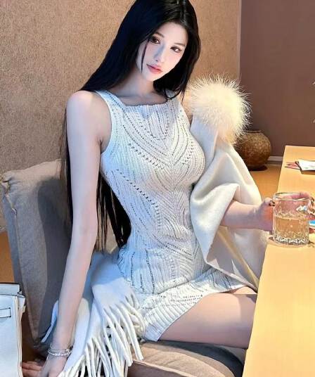 2026 여름 순수한 욕망 바람 니트 여성 드레스 고급 센스 핫픽스 작은 키 섹시함 핫걸 타이트 스커트