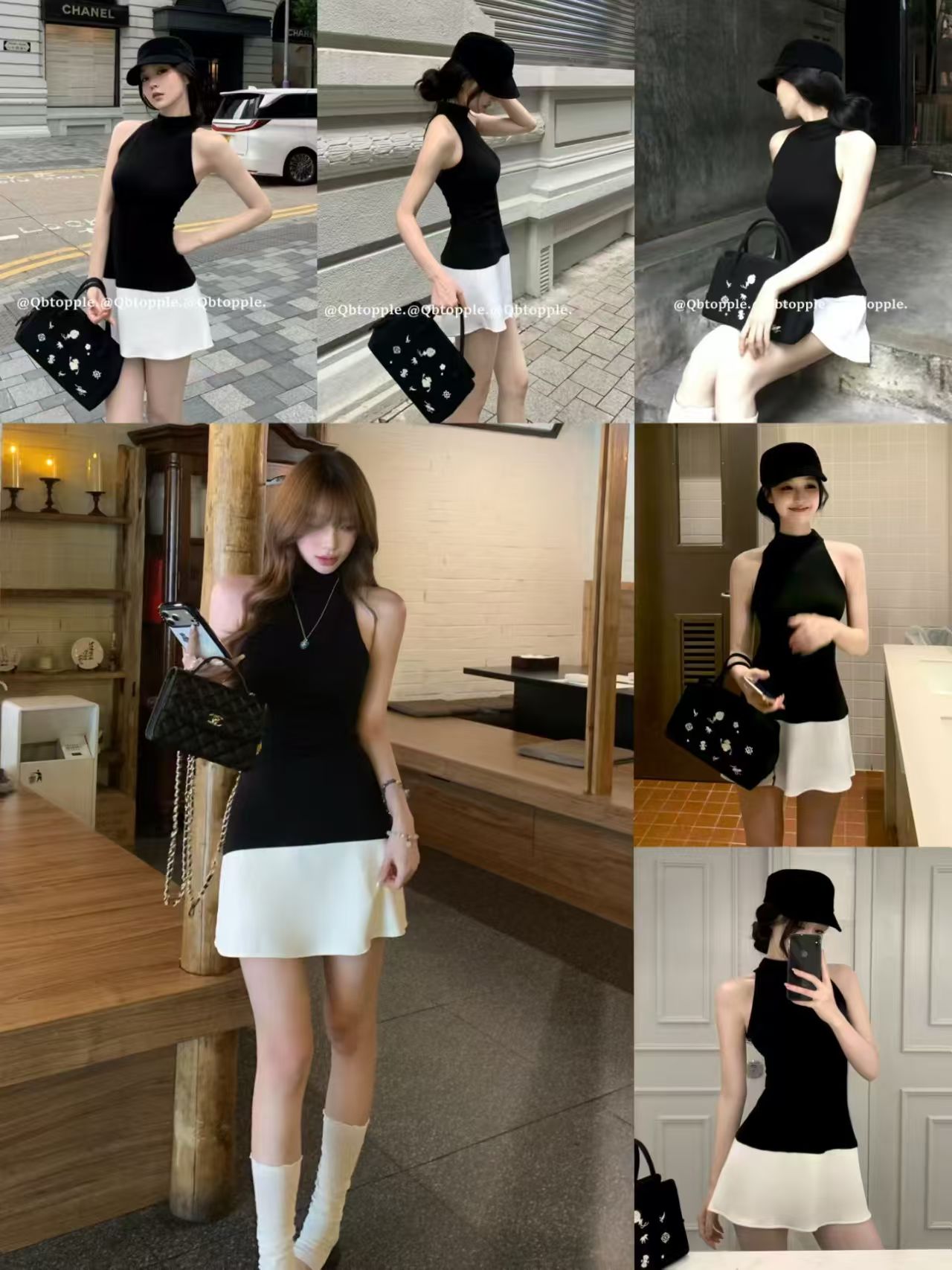프랑스식 검정색 작은 샤넬 스타일 민소매 여성 드레스 여름 작은 키 고급 센스 명문 여성 품격 허리 수축 한 마디 미니 스커트