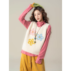 批发<b class='q'>甜美</b>可爱风花朵针织背心女2026秋冬新款叠穿软糯马甲显瘦无袖上衣