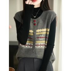 批发开衫圆领针织马甲背心女2026春秋冬新款宽松外穿马夹叠穿毛衣坎肩