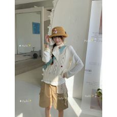 批发韩系软糯针织马甲女春<b class='q'>秋</b>季甜美小众叠穿外搭无袖毛衣背心坎肩上衣