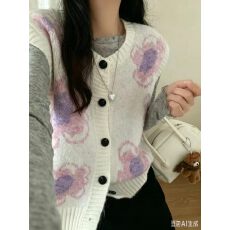批发<b class='q'>甜美</b>温柔风立体花朵针织背心马甲女秋季新款无袖开衫上衣