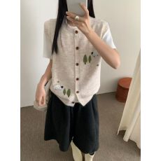 批发韩系<b class='q'>手工</b>刺绣针织马甲女圆领开衫背心叠穿<b class='q'>毛衣</b>外套