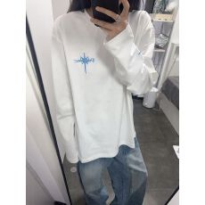 批发原版立体刺绣美式复古星星卫衣女潮牌长袖<b class='q'>T</b><b class='q'>恤</b>宽松情侣装男