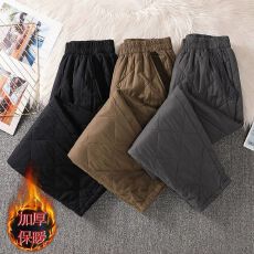 批发新款夹棉裤松紧腰百搭加厚保暖棉裤文艺拼接宽松百搭加厚保暖棉裤