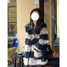 批发美式复古<b class='q'>西装</b>毛呢格子外套女秋冬加厚2025新款冬季百搭慵懒风大衣