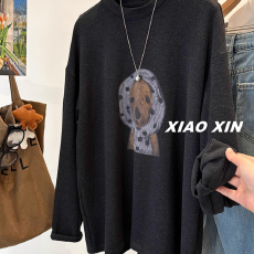 批发波点头巾狗狗韩国卡通半高领加厚德绒<b class='q'>长袖</b><b class='q'>T</b><b class='q'>恤</b>女宽松打底衫