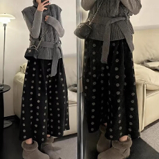 批发2026新款秋<b class='q'>韩版</b>时尚宽松百搭复古花朵休闲<b class='q'>裤</b>女冬高腰阔腿<b class='q'>裤</b><b class='q'>八分</b><b class='q'>裤</b>