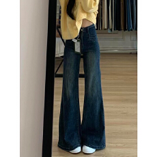 批发春秋款辣妹宽松复古牛仔<b class='q'>裤</b>女高街<b class='q'>韩版</b>显瘦直筒阔腿长<b class='q'>裤</b>潮