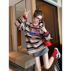 批发官图春秋款多巴胺秋季美式复古长袖打底衫上衣体恤女