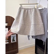 批发秋<b class='q'>冬</b>新款休闲五分花苞短裙子女高腰百搭显瘦a字半身裙蓬蓬裙女