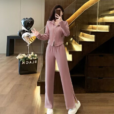 批发运动休闲<b class='q'>套装</b><b class='q'>女</b>秋冬新款粉色盐系减龄气质<b class='q'>卫衣</b>卫裤两件套