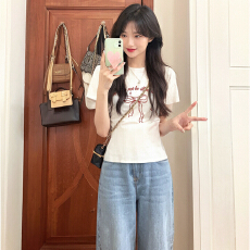 批发纯棉正肩常规短袖 高弹力新款夏季修身显瘦洋气上衣女