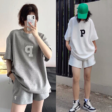 批发短袖短裤运动服<b class='q'>套装</b>女夏季薄款学生韩版宽松酷酷风百搭休闲两件套