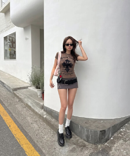 아메리칸 레트로 달콤한 차가운 바람 알파벳 십자가 반팔 티셔츠 여성 여름 몸매 가꾸기 슬림해 보이는 작은 키 맨위 트렌디