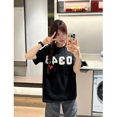 批发美式<b class='q'>街头</b>穿搭波点数字爱心圆领短袖T恤女夏季宽松显瘦百搭上衣潮