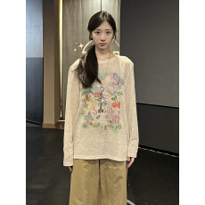 批发彩色手绘涂鸦防晒罩衫女网纱宽松长袖体恤