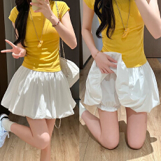 批发<b class='q'>甜美</b>花苞裙裤女夏薄款高腰防走光休闲小个子宽松显瘦韩版短裤