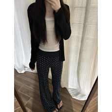 批发韩系慵懒满印波点休闲微喇裤女2026新款显瘦<b class='q'>百搭</b>运动直筒休闲裤