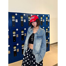 批发美式复古水洗磨白高级感蓝色牛仔外套男女<b class='q'>春</b>秋季短款修身夹克上衣