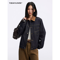 批发慵懒美式原色牛仔外套男<b class='q'>春</b>秋季新款翻领夹克宽松百搭复古上衣潮流