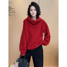 批发欧尼私服 秋季新款雪花绒连帽卫衣立领套头上衣