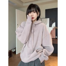 批发JIUJIU【格林童话】时尚百搭休闲慵懒风重工连帽宽松秋冬卫衣女