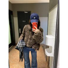 批发实拍实价 <b class='q'>秋</b>冬季泰迪毛外套环保牛角扣短款毛毛上衣小个子机车服