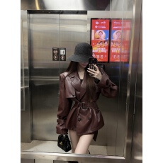 批发实拍实价 韩版高级感<b class='q'>双排扣</b>西装皮衣外套秋冬季收腰中长款<b class='q'>风衣</b>