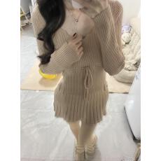 批发实拍实价 纯欲针织连衣裙女秋冬显瘦a字裙