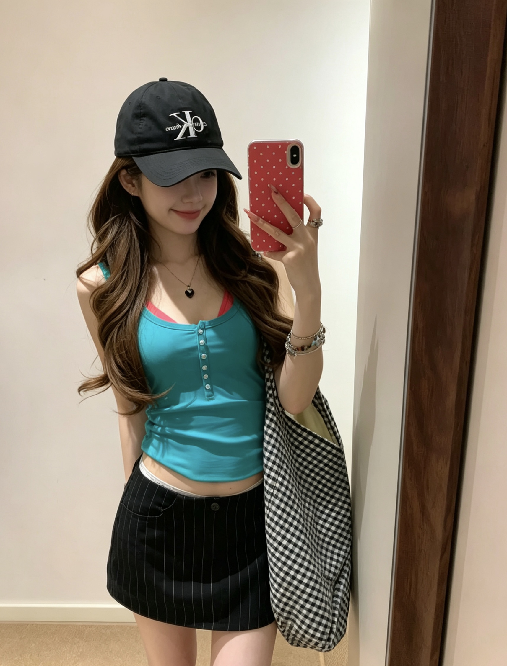 실사 정가 핫걸 레트로 캐미솔 여름 몸매 가꾸기 슬림해 보이는 단추 디자인 센스 맨위
