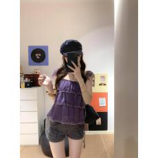 批发实拍实价 复古时尚独特超好看蛋糕背心吊带小个子绝美上衣