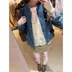 批发实拍实价 复古立领提花<b class='q'>牛仔</b><b class='q'>外套</b>女秋季新款宽松气质小香风上衣